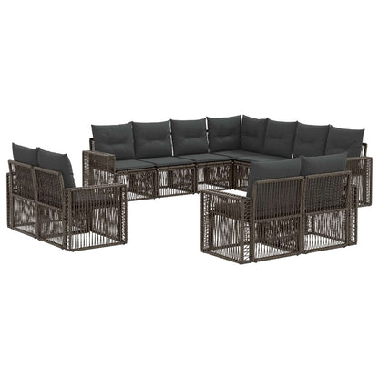 Set Divano da Giardino 11 pcs Grigio e Grigio Scuro polyrattan | homemem39