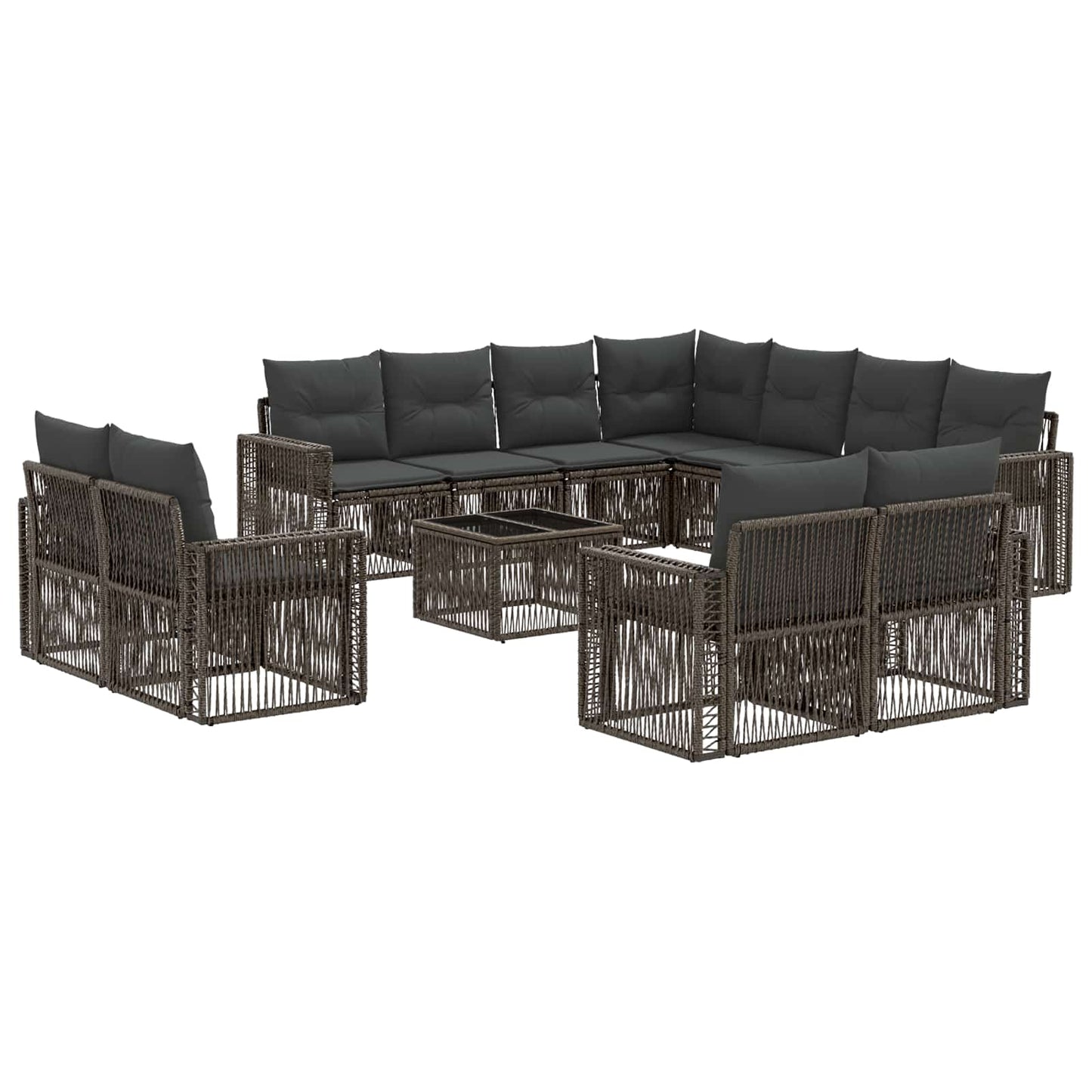 Set Divano da Giardino 12 pcs Grigio e Grigio Scuro polyrattan | homemem39