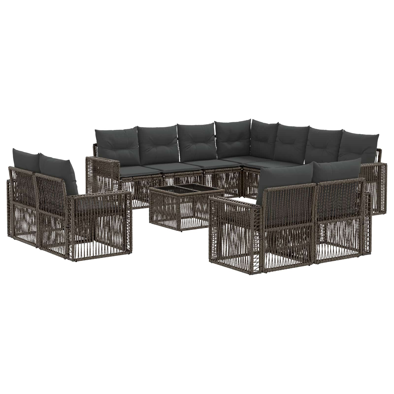 Set Divano da Giardino 12 pcs Grigio e Grigio Scuro polyrattan | homemem39