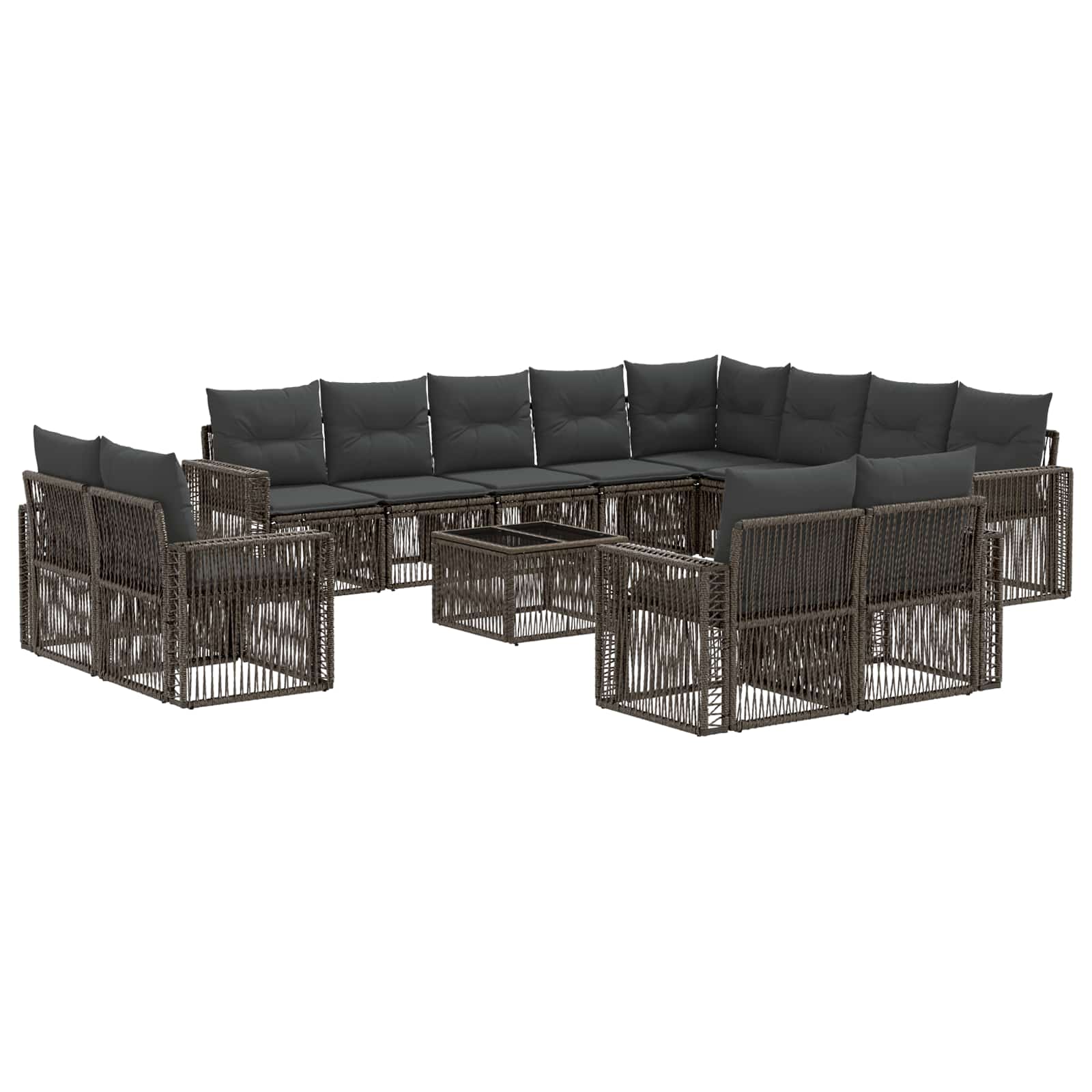 Set Divano da Giardino 13 pcs Grigio e Grigio Scuro polyrattan | homemem39