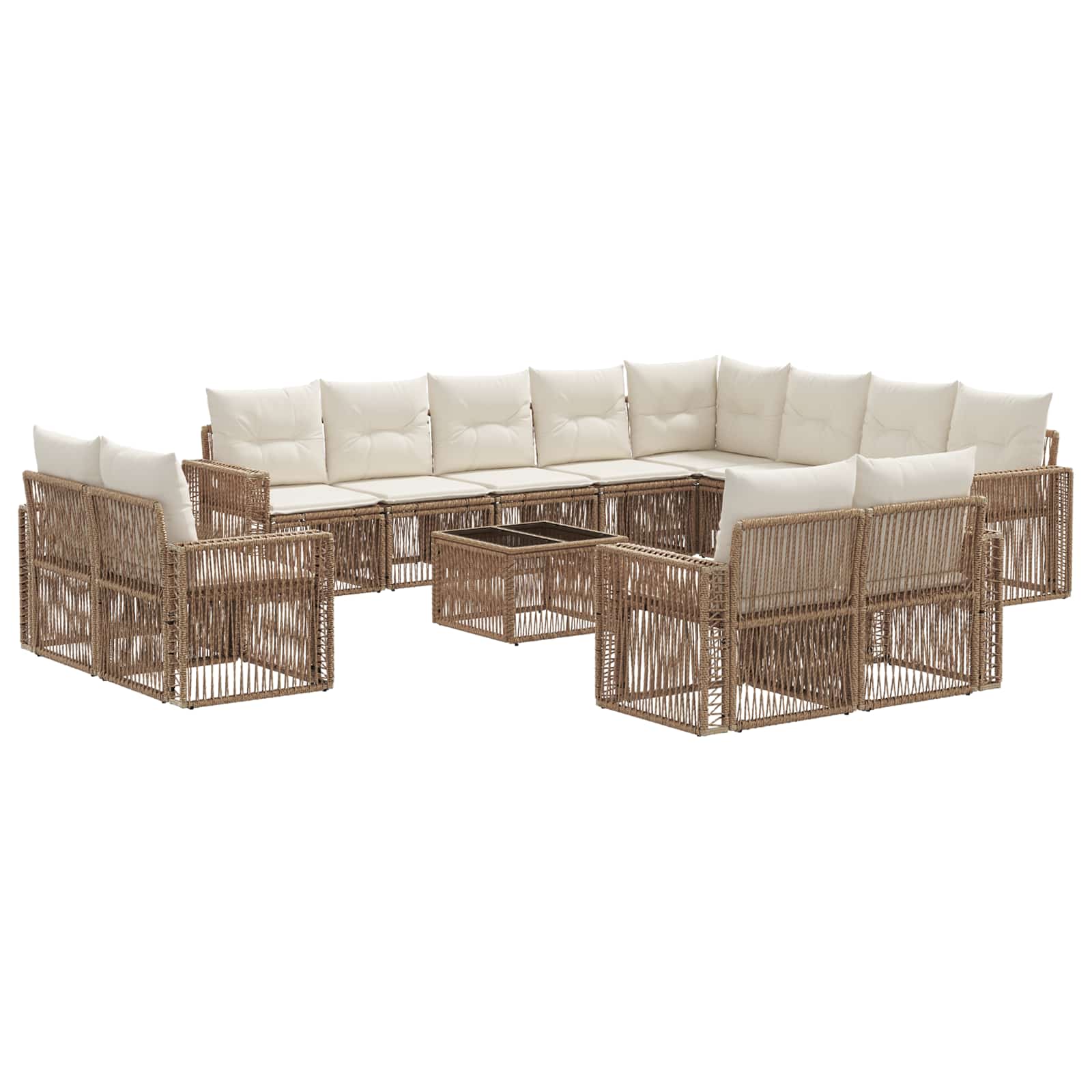 Set Divano da Giardino 13 pcs Beige e Bianco Crema polyrattan | homemem39