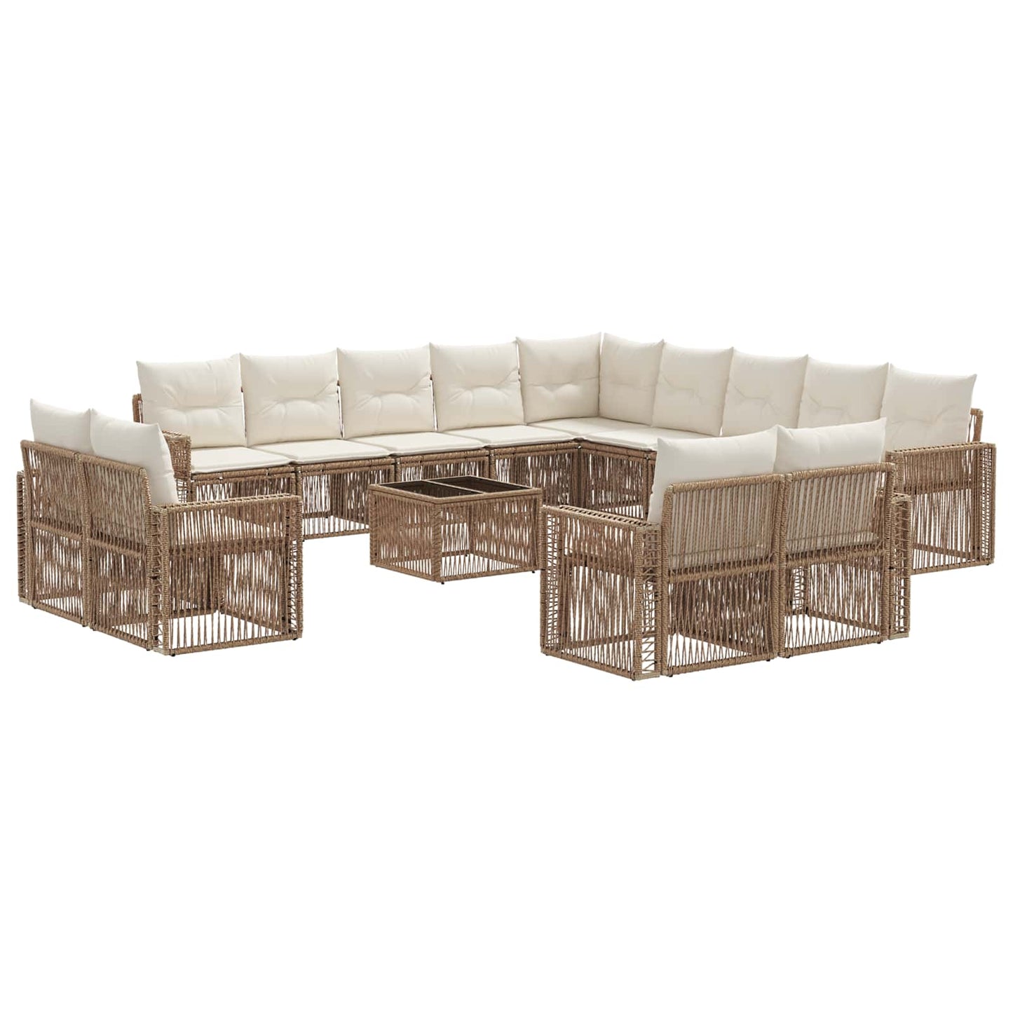 Set Divano da Giardino 14 pcs Beige e Bianco Crema polyrattan | homemem39