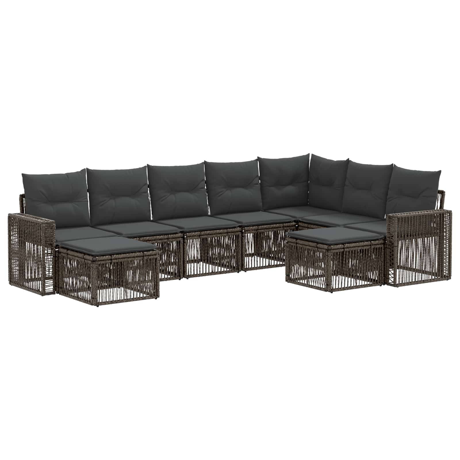 Set Divano da Giardino 9 pcs Grigio e Grigio Scuro polyrattan | homemem39