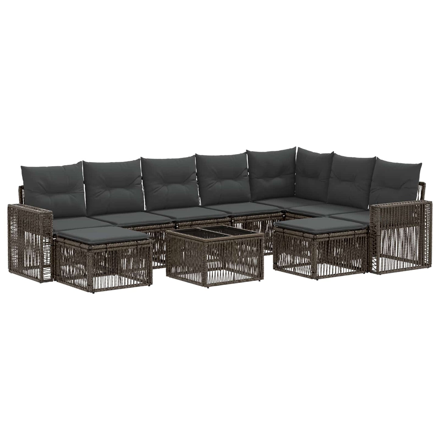 Set Divano da Giardino 10 pcs Grigio e Grigio Scuro polyrattan | homemem39