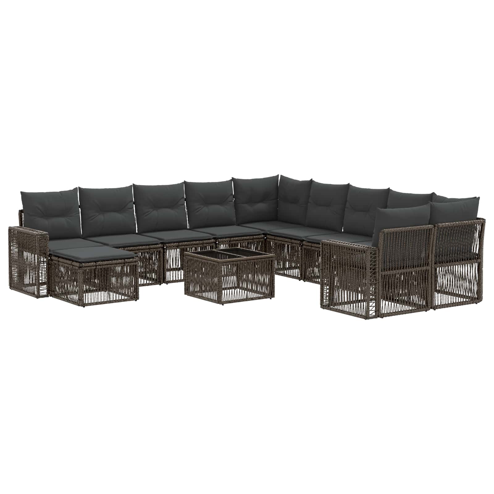 Set Divano da Giardino 12 pcs Grigio e Grigio Scuro polyrattan | homemem39