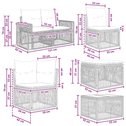 Set Divano da Giardino 12 pcs Grigio e Grigio Scuro polyrattan | homemem39