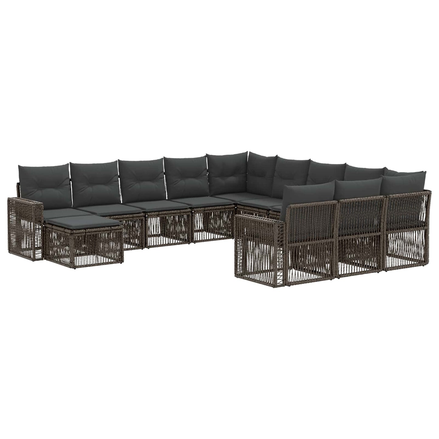 Set Divano da Giardino 12 pcs Grigio e Grigio Scuro polyrattan | homemem39