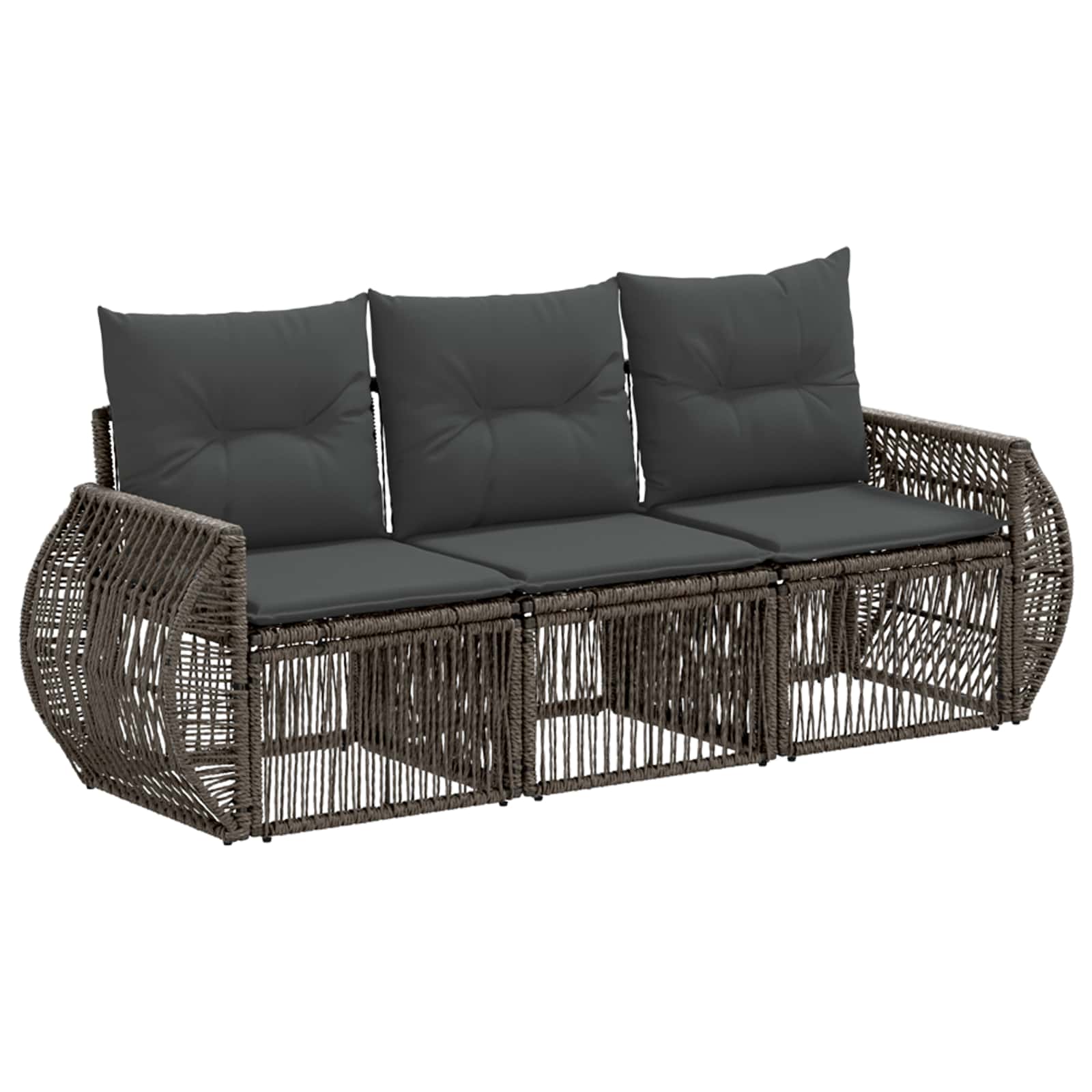 Set Divano da Giardino 3 pcs Grigio e Grigio Scuro polyrattan | homemem39