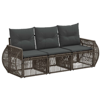 Set Divano da Giardino 3 pcs Grigio e Grigio Scuro polyrattan | homemem39