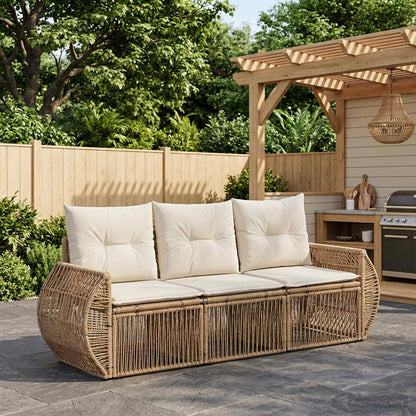 Set Divano da Giardino 3 pz Beige e Bianco Crema polyrattan | homemem39