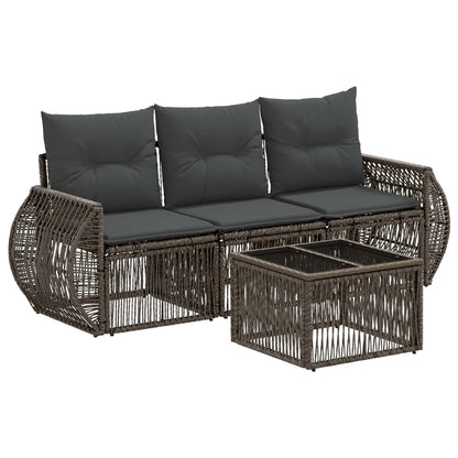 Set Divano da Giardino 4 pcs Grigio e Grigio Scuro polyrattan | homemem39