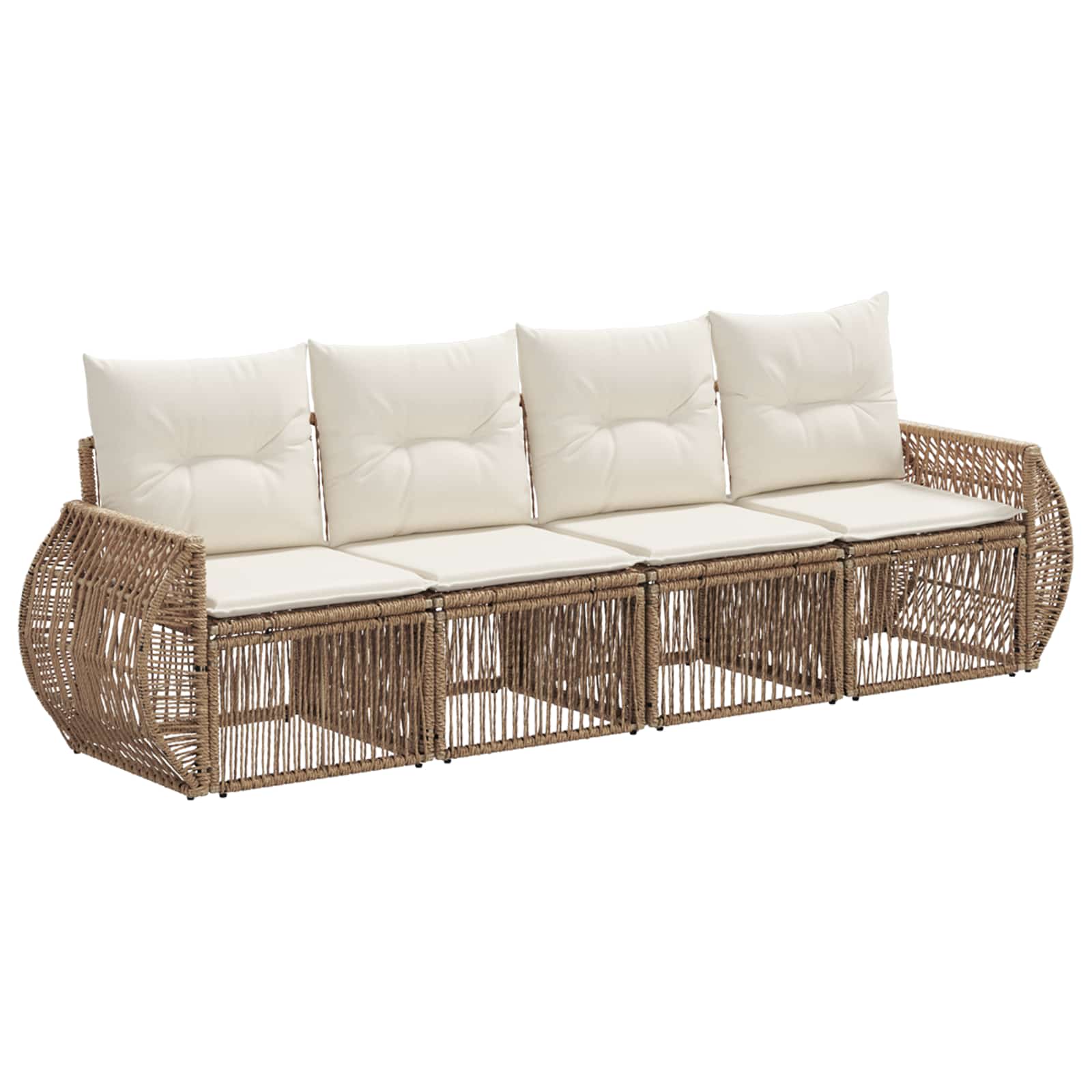 Set Divano da Giardino 4 pcs Beige e Bianco Crema polyrattan | homemem39
