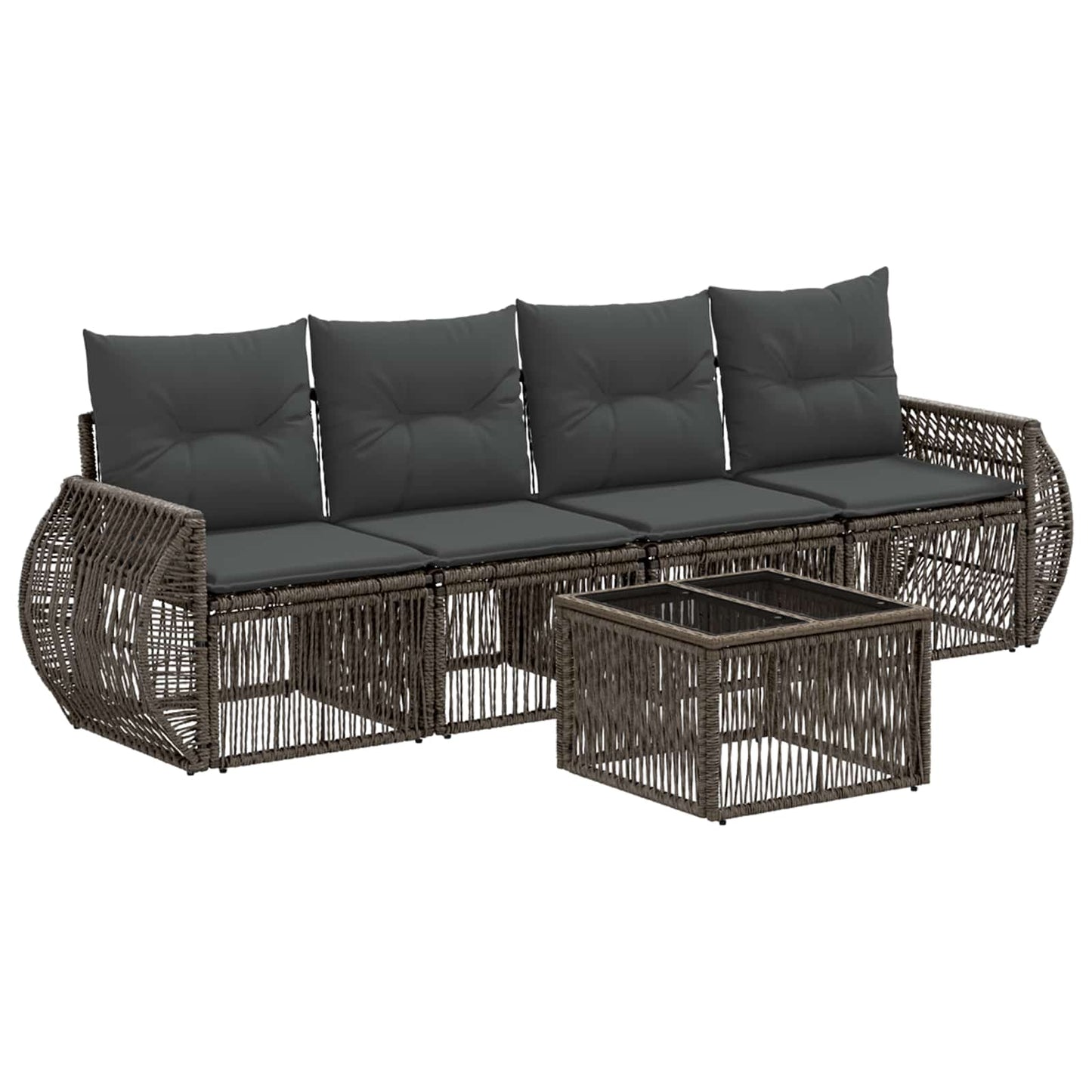 Set Divano da Giardino 5 pcs Grigio e Grigio Scuro polyrattan | homemem39
