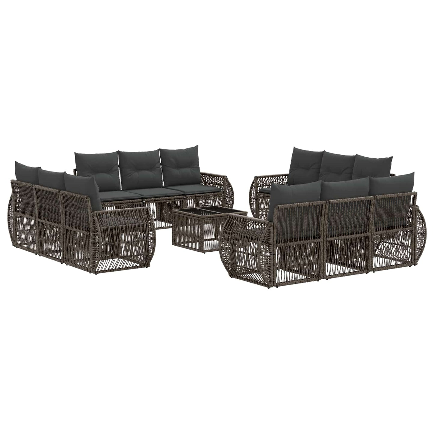 Set Divano da Giardino 13 pcs Grigio e Grigio Scuro polyrattan | homemem39