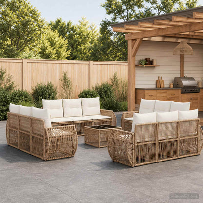 Set Divano da Giardino 13 pz Beige e Bianco Crema polyrattan