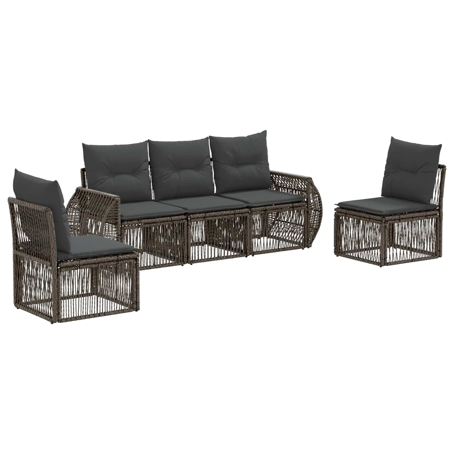 Set Divano da Giardino 5 pcs Grigio e Grigio Scuro polyrattan | homemem39