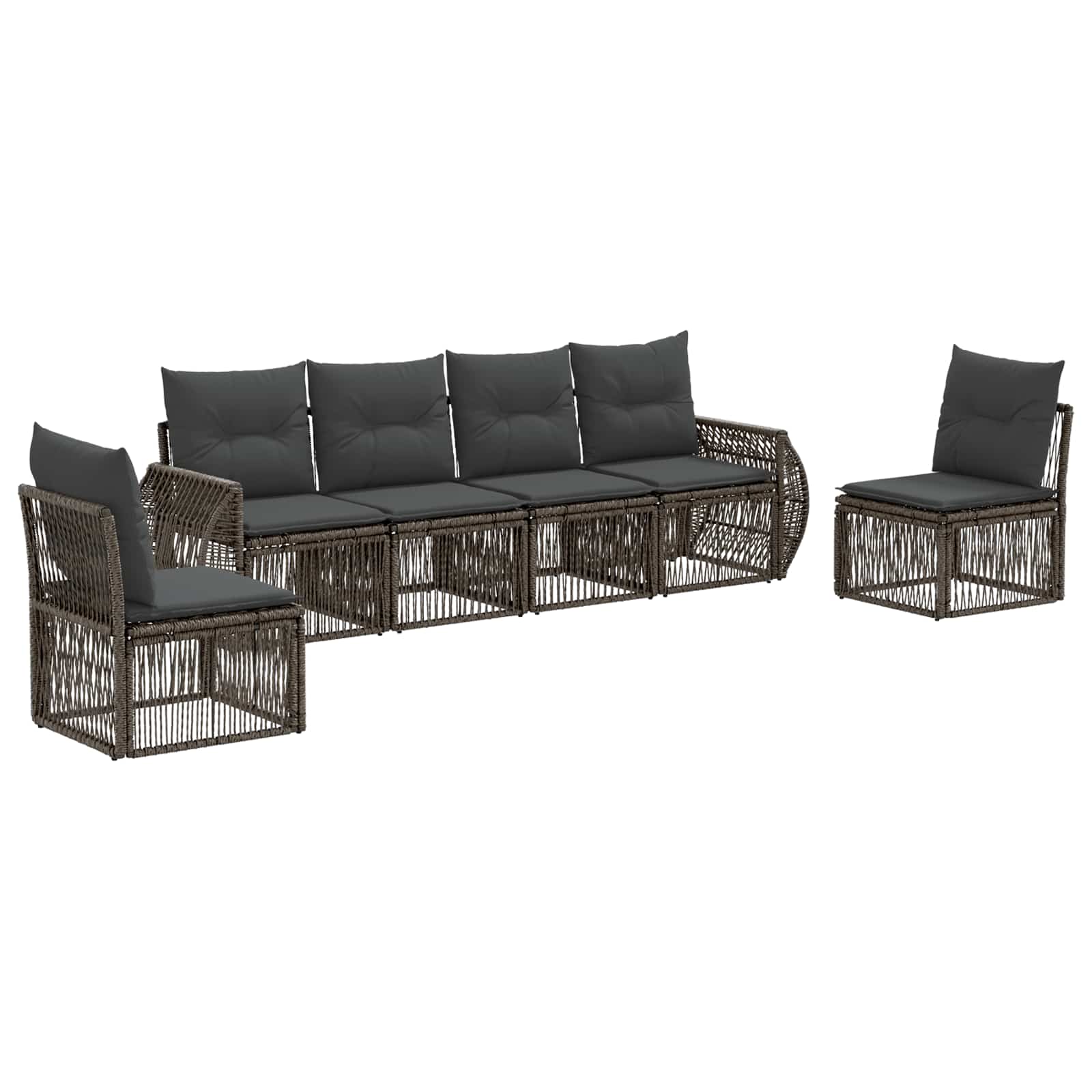 Set Divano da Giardino 6 pcs Grigio e Grigio Scuro polyrattan | homemem39