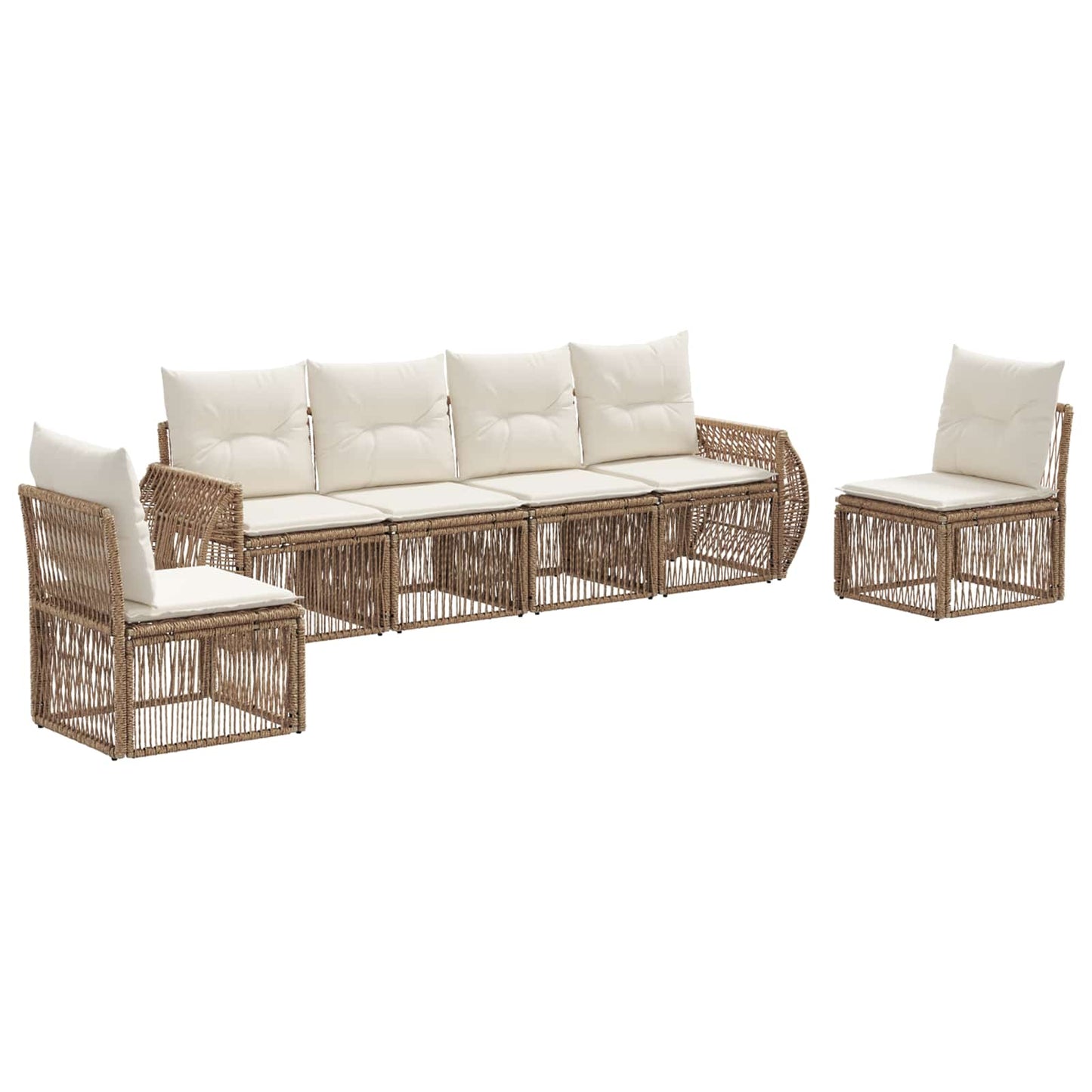 Set Divano da Giardino 6 pcs Beige e Bianco Crema polyrattan | homemem39