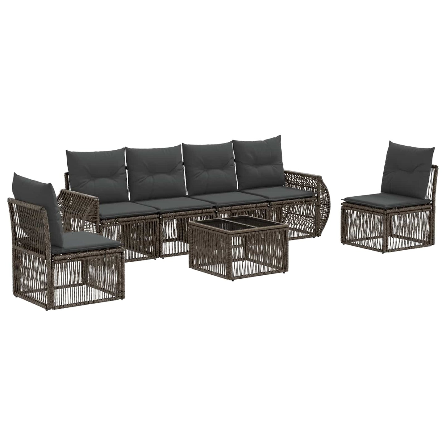 Set Divano da Giardino 7 pcs Grigio e Grigio Scuro polyrattan | homemem39