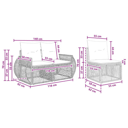 Set Divano da Giardino 7 pcs Beige e Bianco Crema polyrattan | homemem39