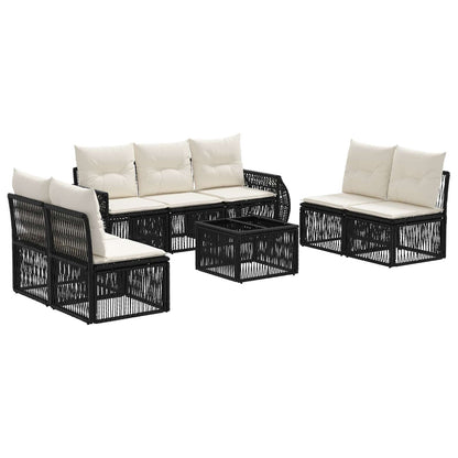 Set Divano da Giardino 8 pcs Nero e Bianco Crema polyrattan | homemem39