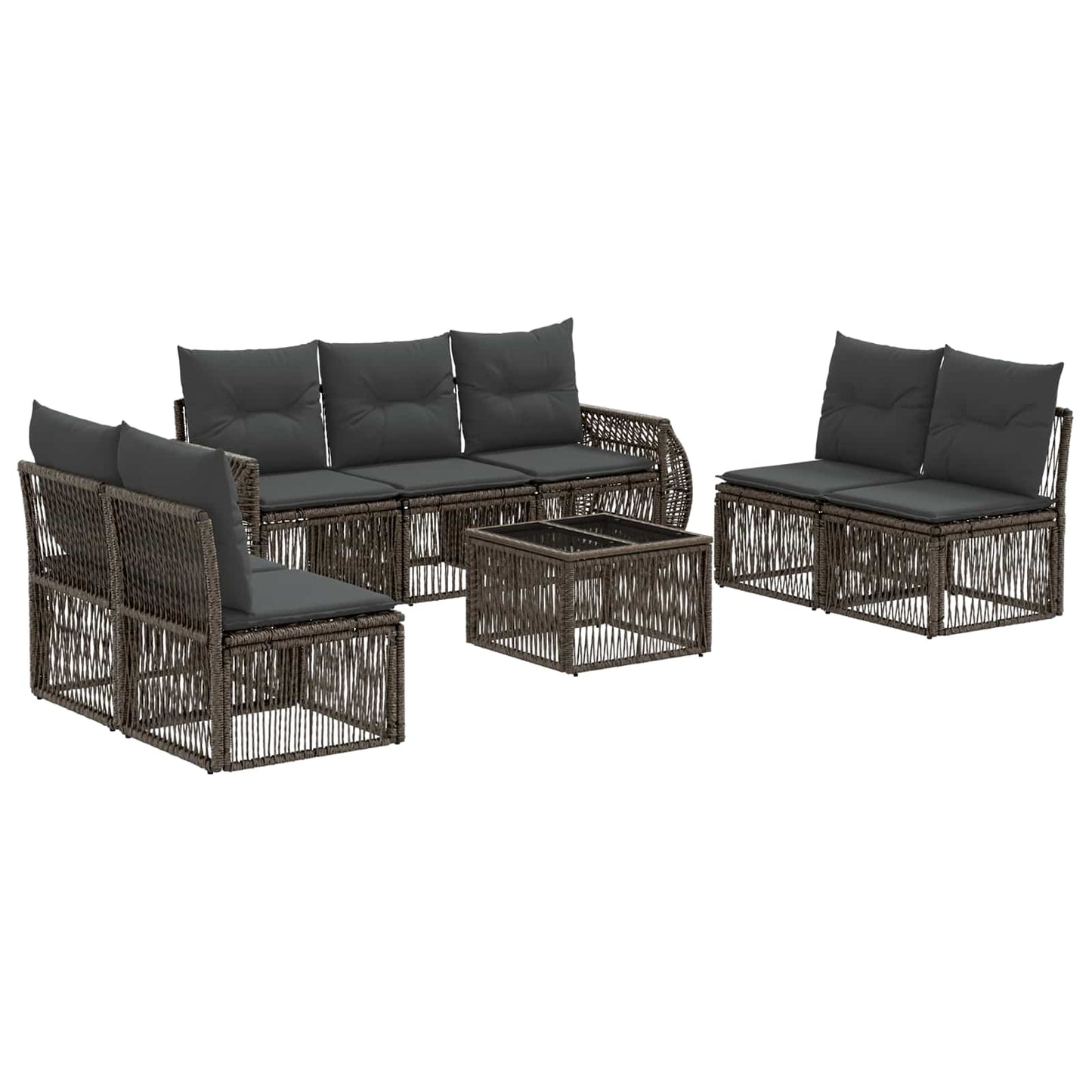 Set Divano da Giardino 8 pcs Grigio e Grigio Scuro polyrattan | homemem39