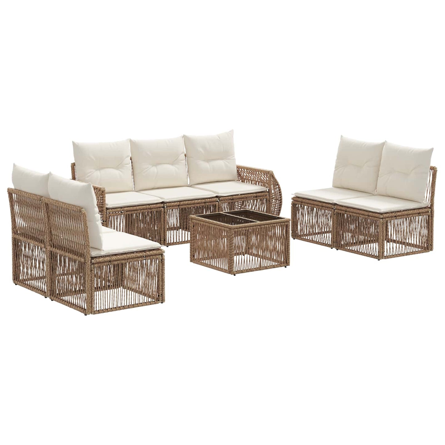 Set Divano da Giardino 8 pcs Beige e Bianco Crema polyrattan | homemem39