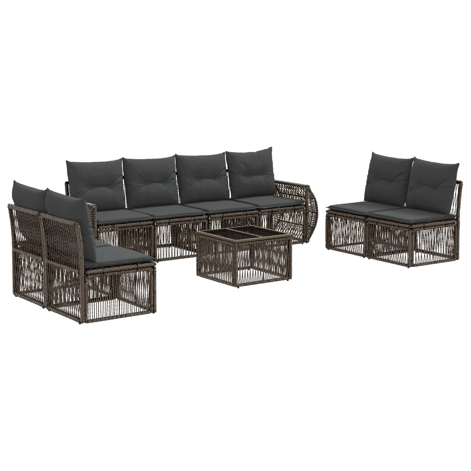 Set Divano da Giardino 9 pcs Grigio e Grigio Scuro polyrattan | homemem39