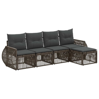 Set Divano da Giardino 5 pcs Grigio e Grigio Scuro polyrattan | homemem39