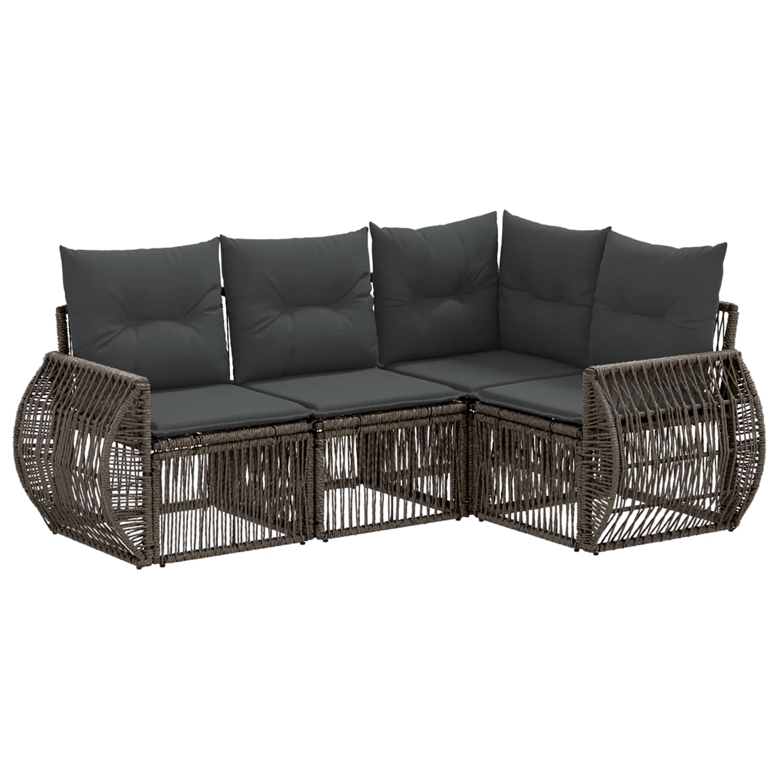 Set Divano da Giardino 4 pcs Grigio e Grigio Scuro polyrattan | homemem39