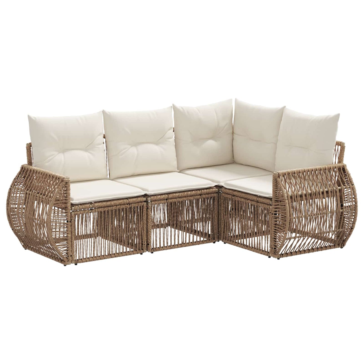 Set Divano da Giardino 4 pcs Beige e Bianco Crema polyrattan | homemem39