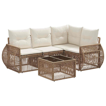 Set Divano da Giardino 5 pcs Beige e Bianco Crema polyrattan | homemem39