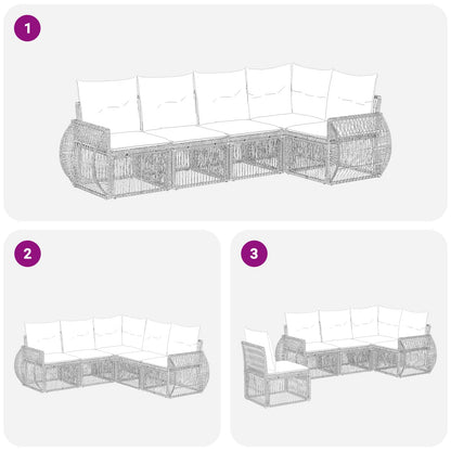 Set Divano da Giardino 5 pcs Grigio e Grigio Scuro polyrattan | homemem39