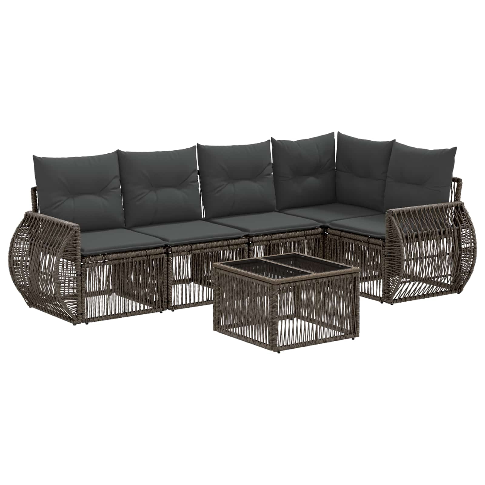 Set Divano da Giardino 6 pcs Grigio e Grigio Scuro polyrattan | homemem39