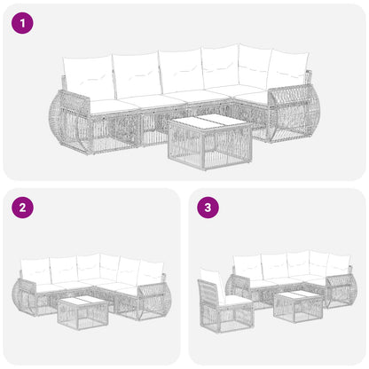 Set Divano da Giardino 6 pcs Beige e Bianco Crema polyrattan | homemem39