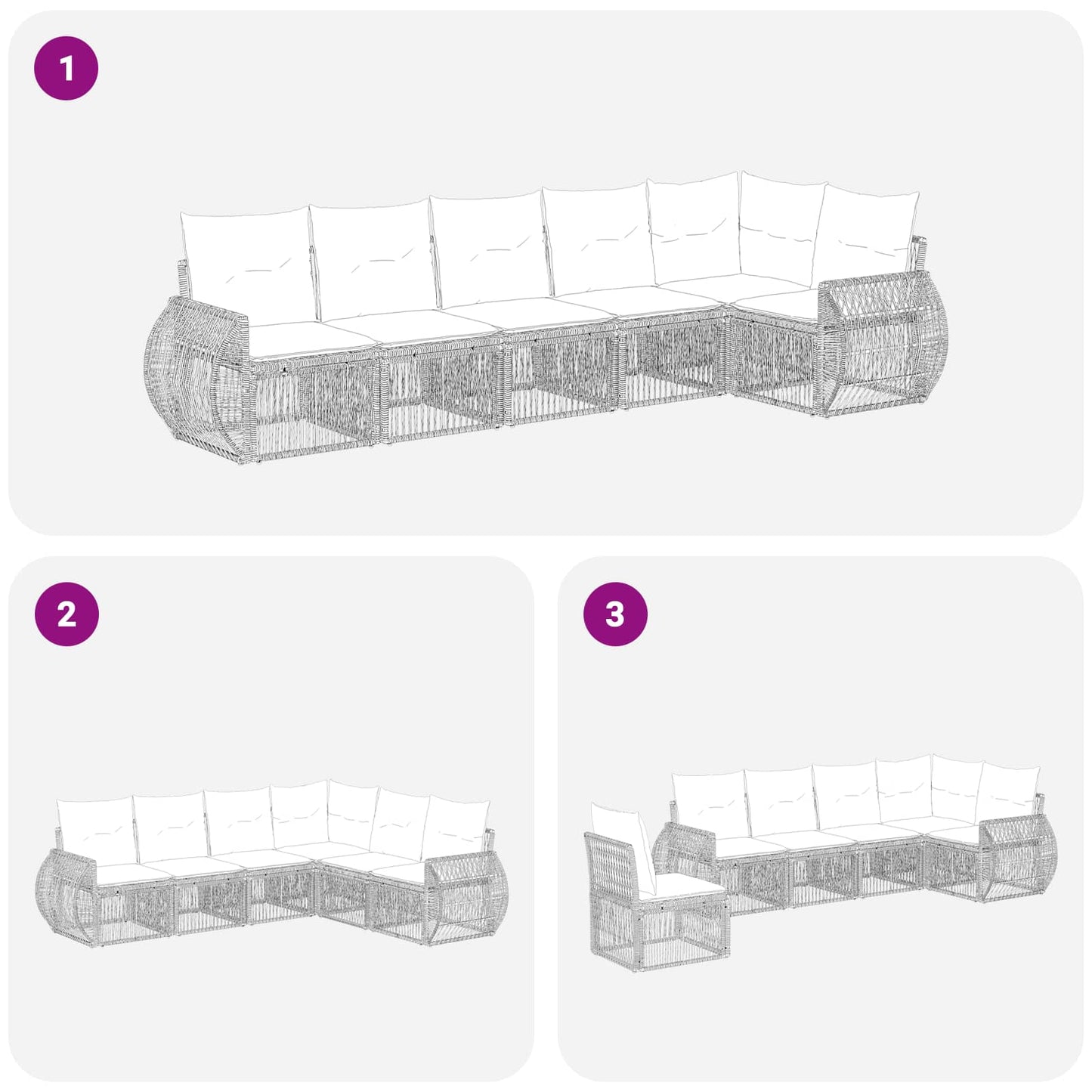 Set Divano da Giardino 6 pcs Grigio e Grigio Scuro polyrattan | homemem39