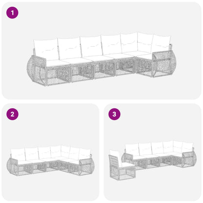 Set Divano da Giardino 6 pcs Grigio e Grigio Scuro polyrattan | homemem39