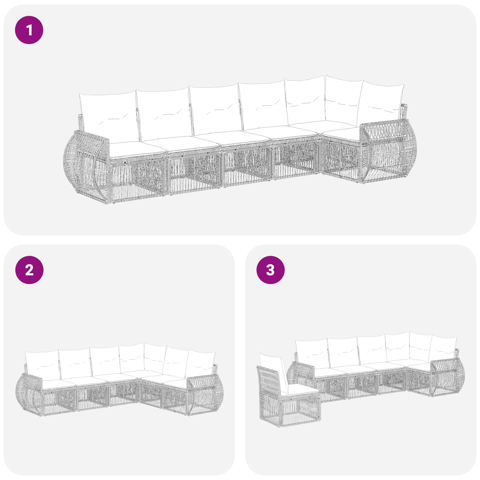 Set Divano da Giardino 6 pcs Beige e Bianco Crema polyrattan | homemem39