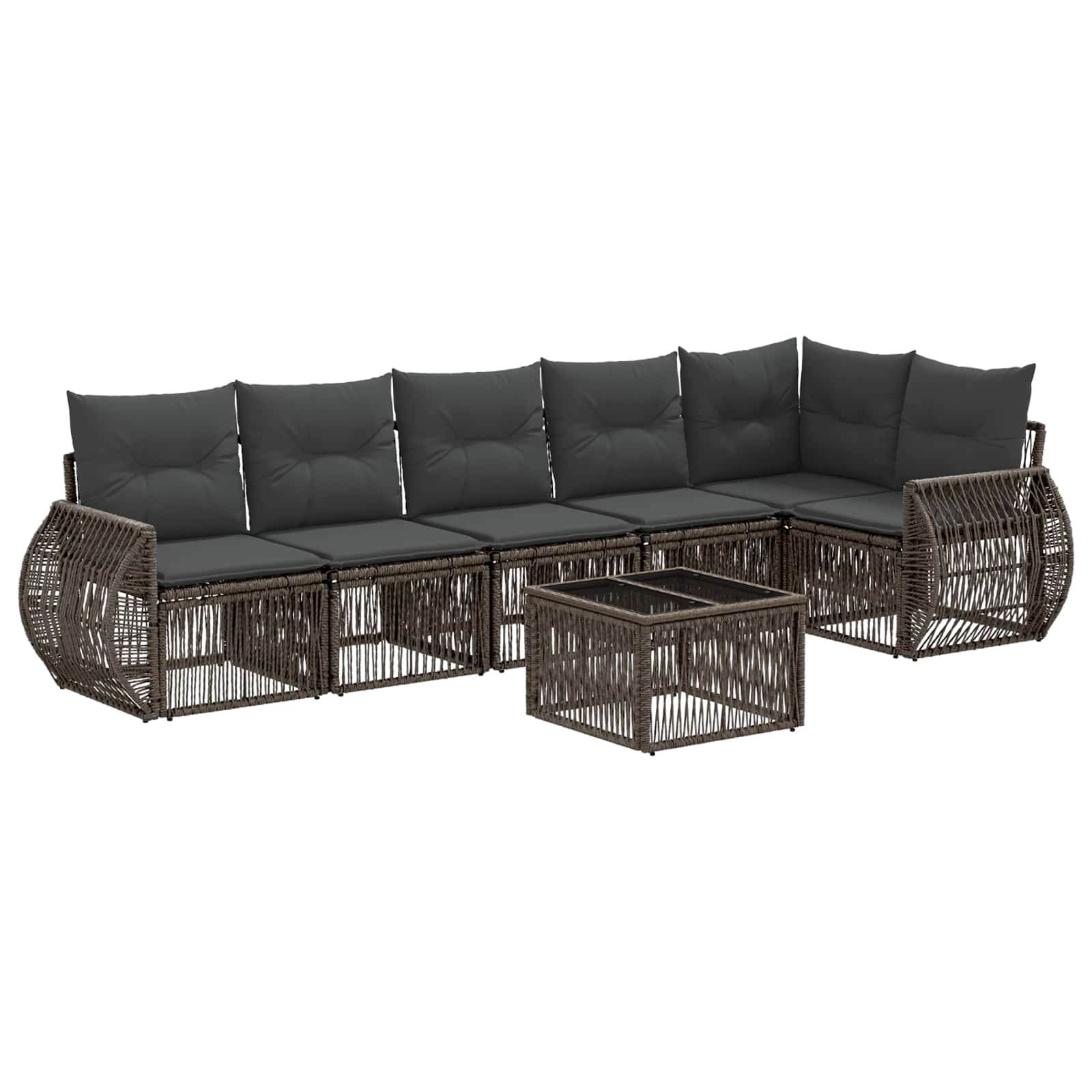 Set Divano da Giardino 7 pcs Grigio e Grigio Scuro polyrattan | homemem39