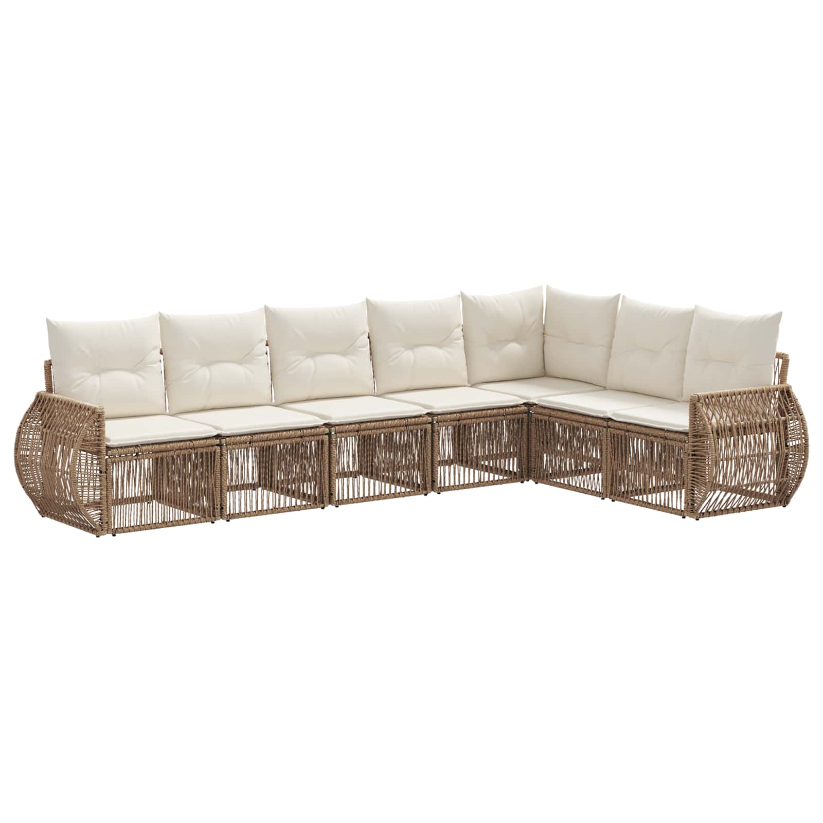 Set Divano da Giardino 7 pcs Beige e Bianco Crema polyrattan | homemem39