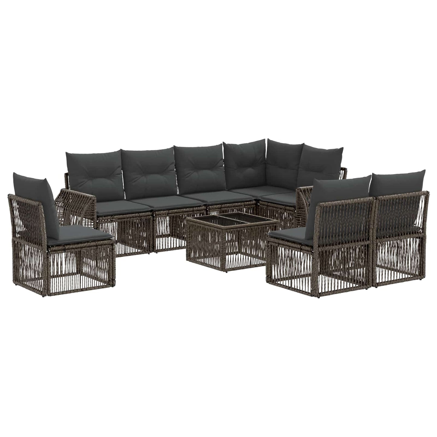 Set Divano da Giardino 9 pcs Grigio e Grigio Scuro polyrattan | homemem39