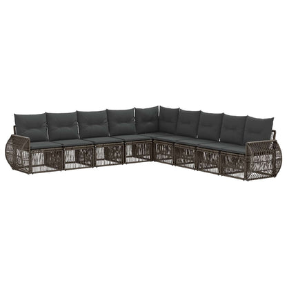 Set Divano da Giardino 9 pcs Grigio e Grigio Scuro polyrattan | homemem39