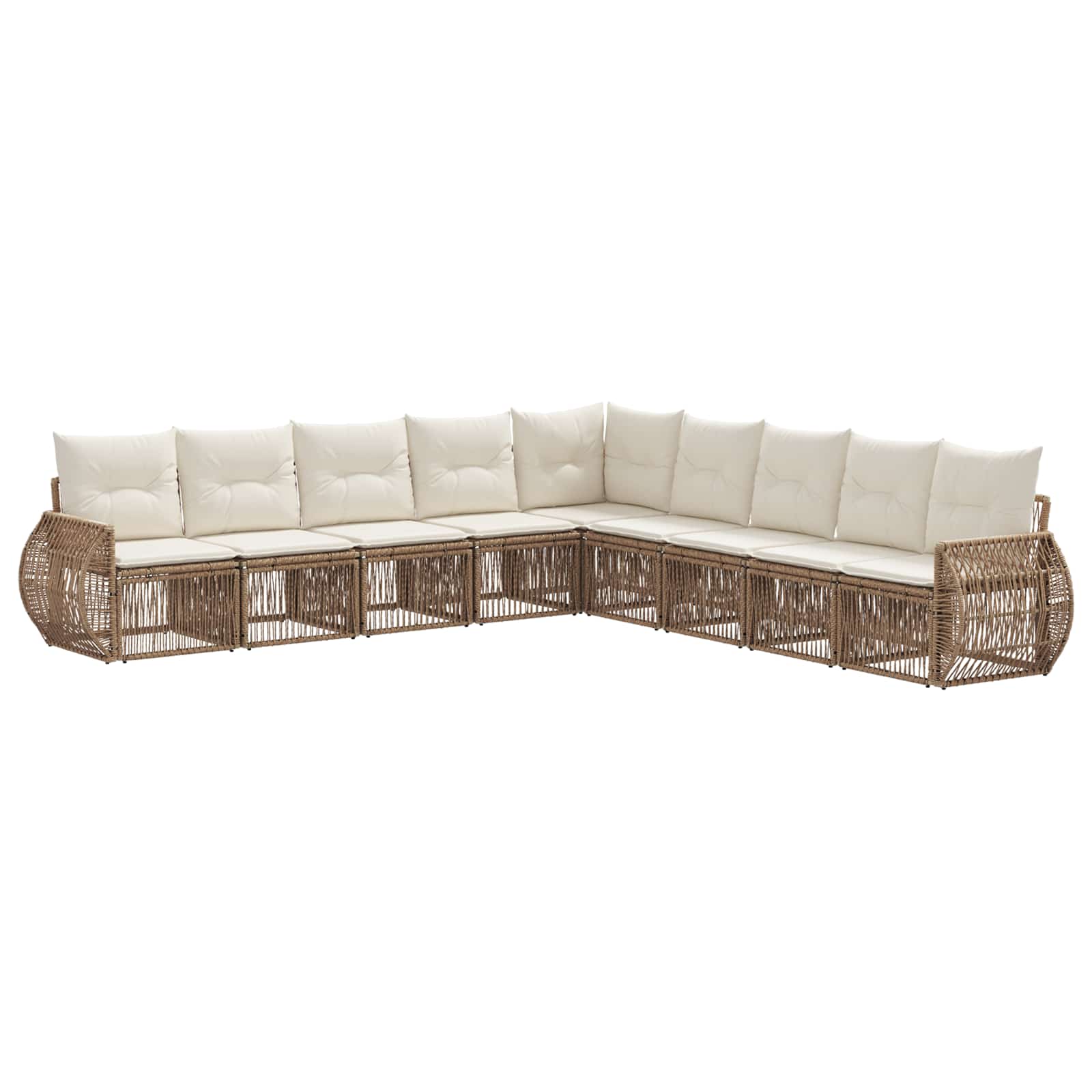 Set Divano da Giardino 9 pcs Beige e Bianco Crema polyrattan | homemem39