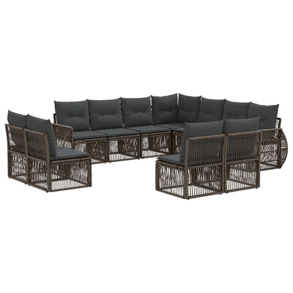 Set Divano da Giardino 11 pcs Grigio e Grigio Scuro polyrattan | homemem39