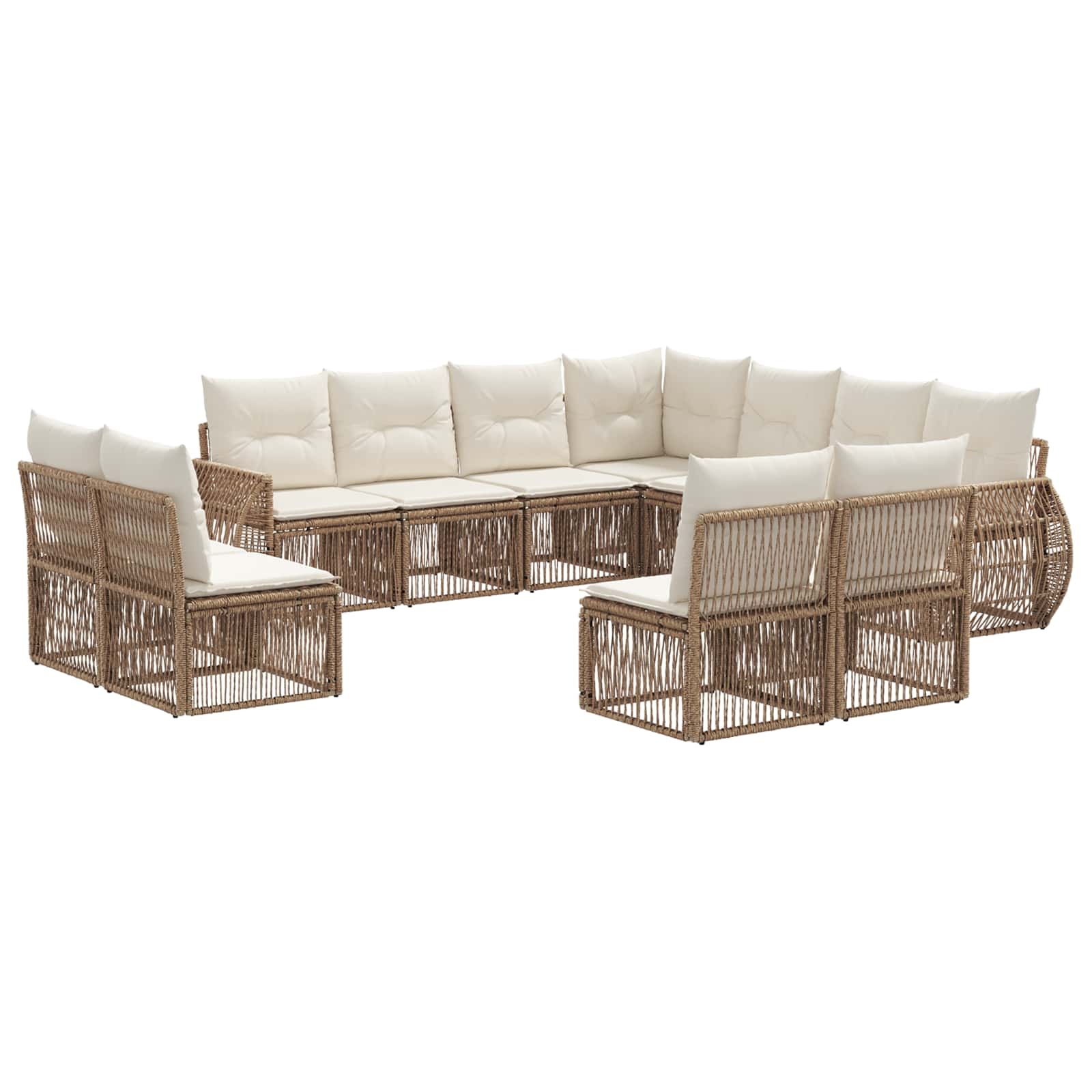 Set Divano da Giardino 11 pcs Beige e Bianco Crema polyrattan | homemem39