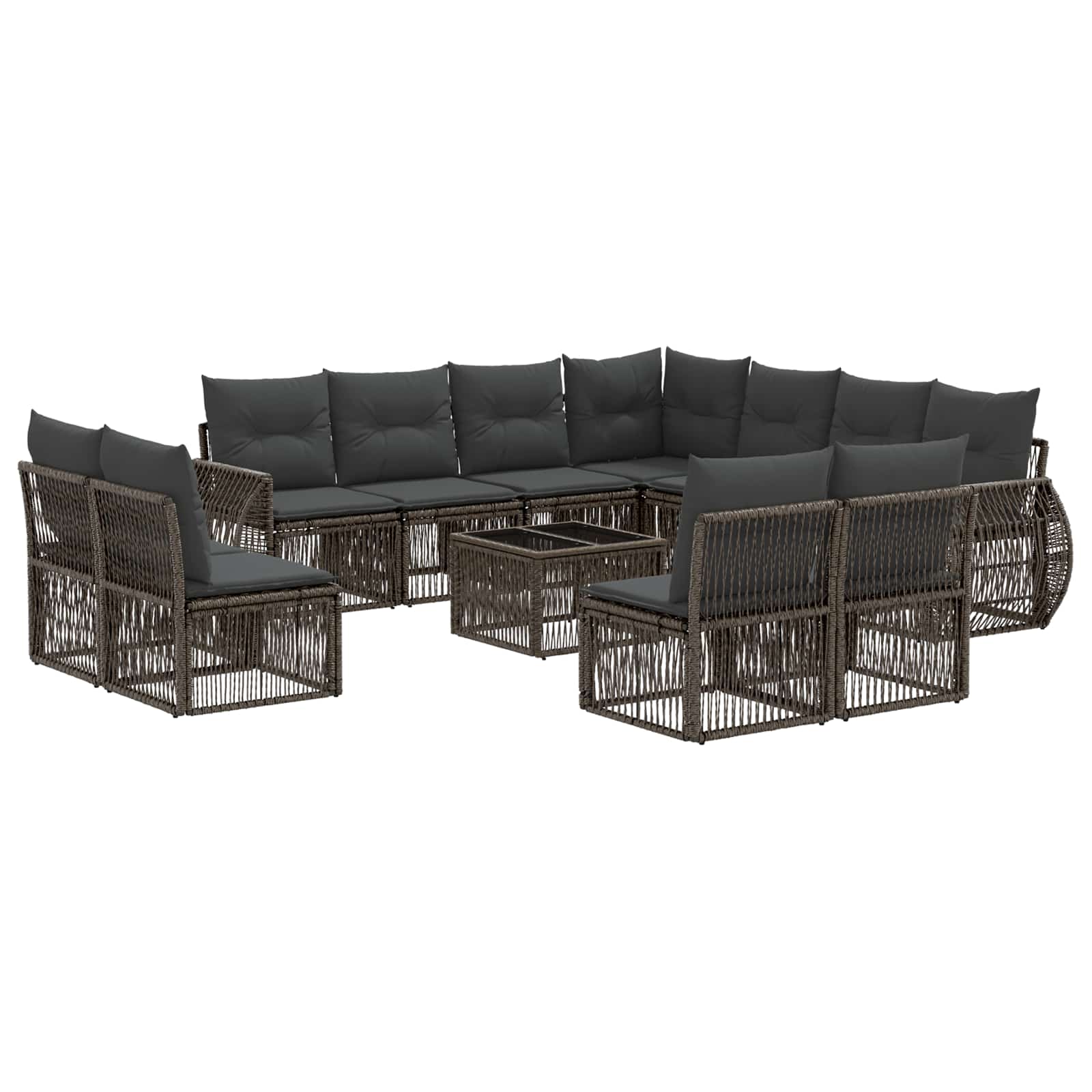 Set Divano da Giardino 12 pcs Grigio e Grigio Scuro polyrattan | homemem39