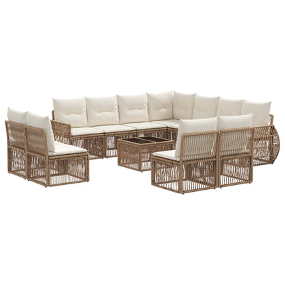Set Divano da Giardino 12 pcs Beige e Bianco Crema polyrattan | homemem39
