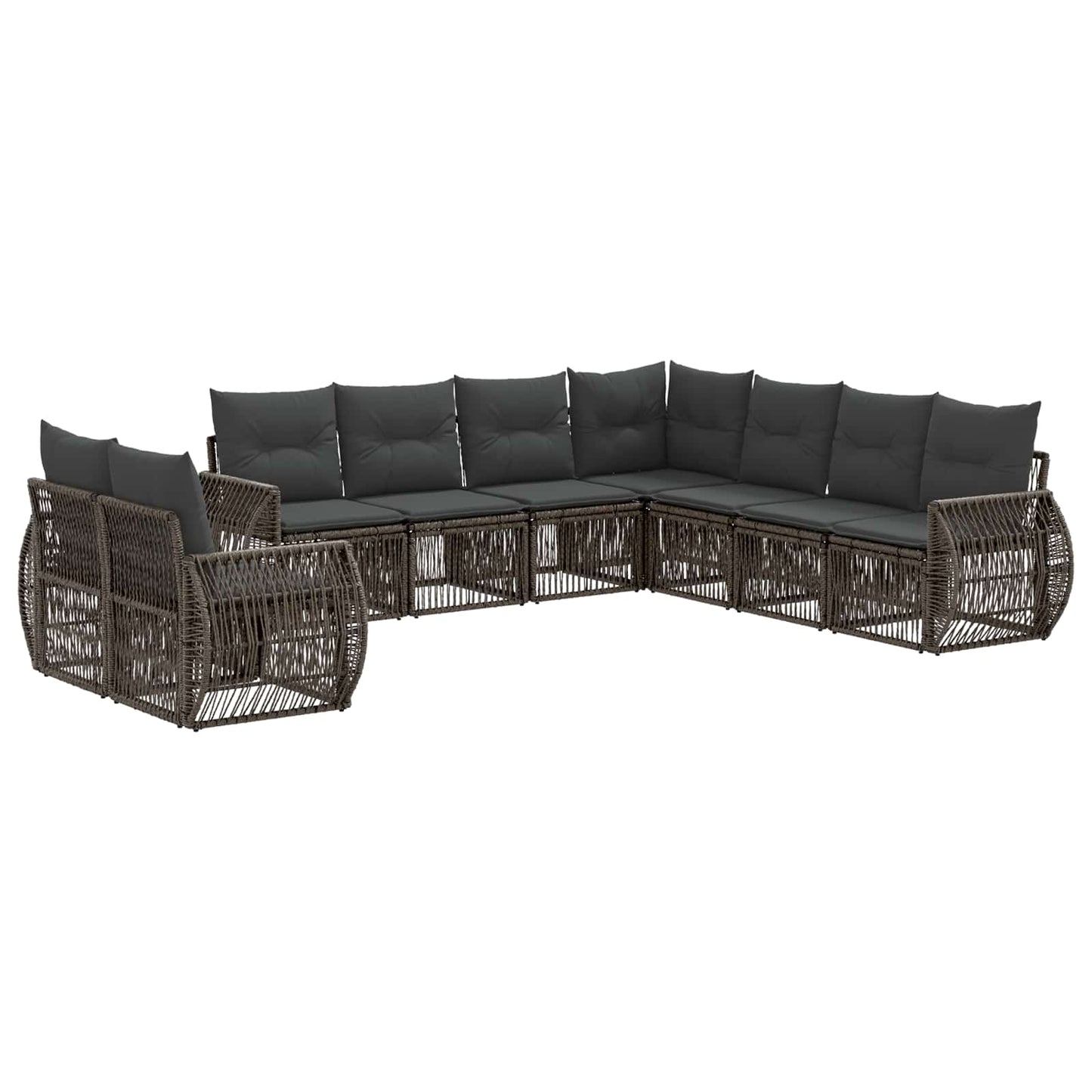Set Divano da Giardino 9 pcs Grigio e Grigio Scuro polyrattan | homemem39