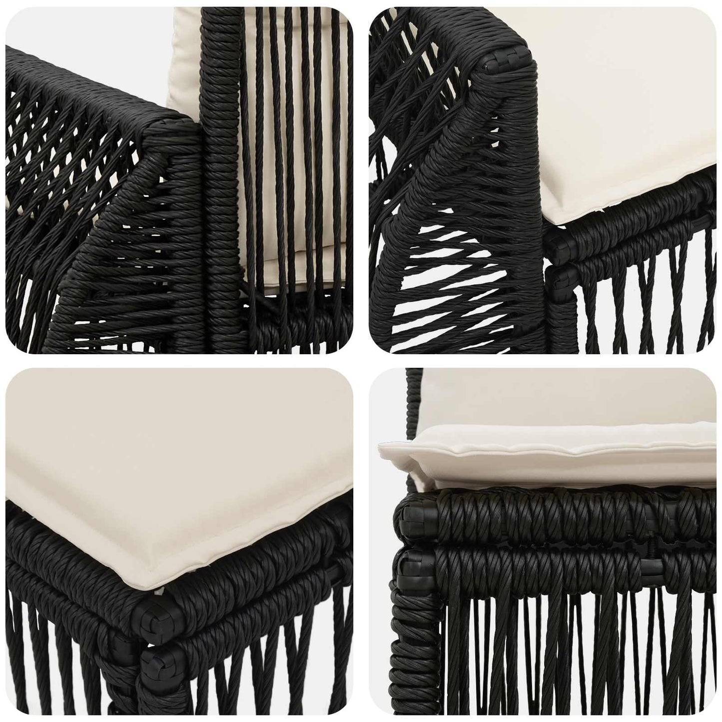 Set Divano da Giardino 8 pcs Nero e Bianco Crema polyrattan | homemem39