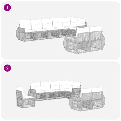Set Divano da Giardino 8 pcs Beige e Bianco Crema polyrattan | homemem39